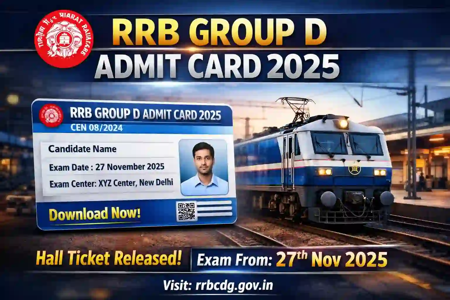 RRB Group D Admit Card 2025 download hall ticket for CBT exam