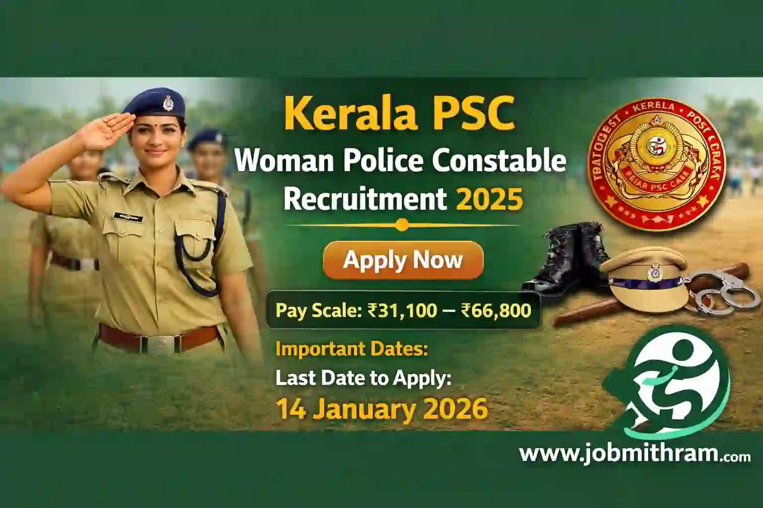 Kerala PSC Woman Police Constable Recruitment 2025