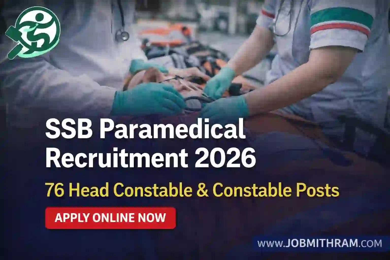 SSB Paramedical Recruitment 2026 notification image with 76 Head Constable and Constable posts apply online