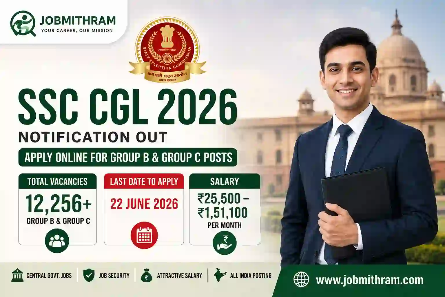 SSC CGL 2026 Notification for 12256 Group B and Group C Vacancies